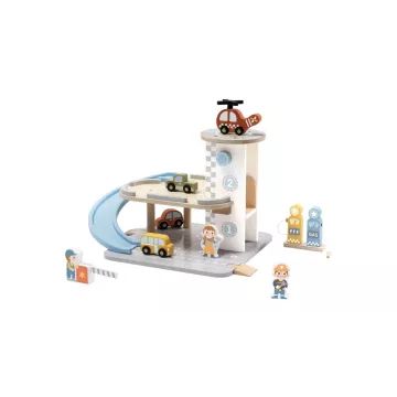 Tooky Toy: Aparcamiento de madera con accesorios - .imagen