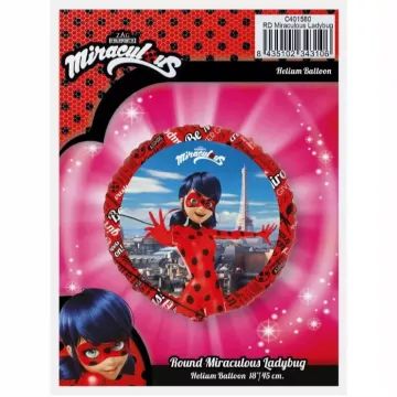 Miraculous: Balão de folha Joaninha – redondo, 45 cm - .Imagem