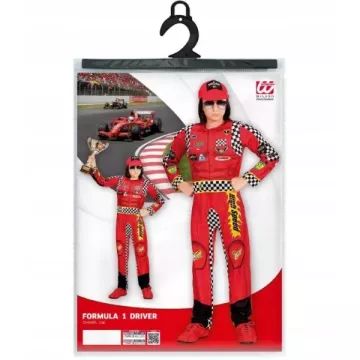 Bilracerkører kostume med kasket - 128 cm - .billede