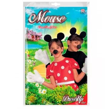 Egér jelmez kiegészítő: fülek, orr és kesztyű - . kép