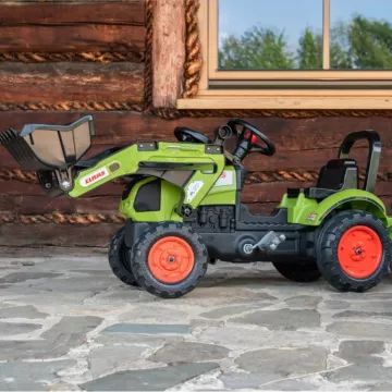Falk: Trator a pedais Claas - com reboque - .Imagem