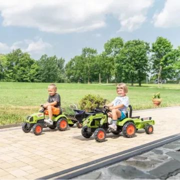 Falk: Trator a pedais Claas - com reboque - .Imagem
