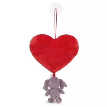 Nici Green: Cojín corazón de peluche con elefante gris - 27 cm, con ventosa - .imagen