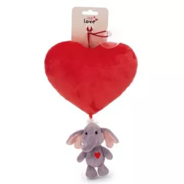 Nici GREEN: Plüss szív szürke elefánt figurával - 27 cm, tapadókorongos - . kép