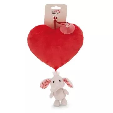 Nici Green: Corazón de peluche con elefante blanco – 27 cm, con ventosa - .imagen