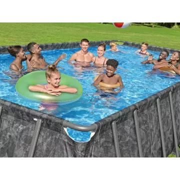 „Bestway APX 365 – 561 KG, metalinis rėmelis kampinis baseinas su smėlio filtru – 732x366x132 cm” - .vaizdas