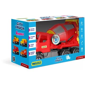Betonieră City Truck roșie – în cutie de carton - .foto