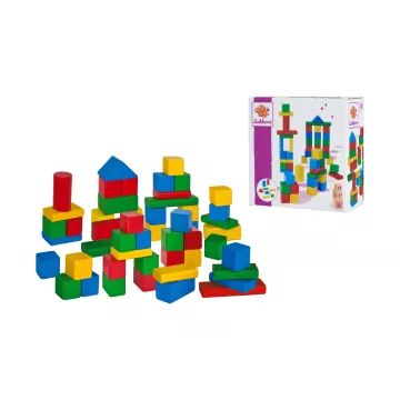 Eichhorn: Színes fa építőkocka készlet - 50 darabos - . kép