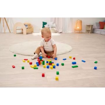 Eichhorn: Színes fa építőkocka készlet - 50 darabos - . kép