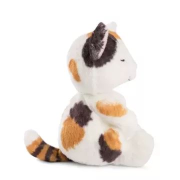 Nici: Pisică tricoloră de pluș adormită în coș - 12 cm - .foto