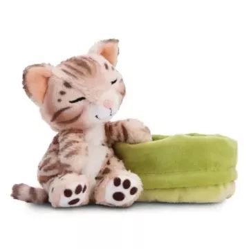 Nici: Alvó bengáli cica plüssfigura kosárban - 12 cm - . kép