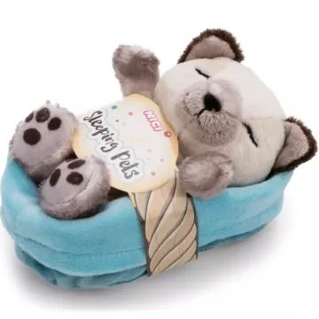 Nici: Alvó sziámi cica plüssfigura kosárban - 12 cm - . kép