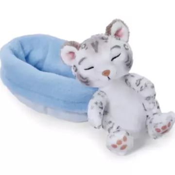 Nici : Peluche léopard des neiges endormi dans un panier - 12 cm - .image