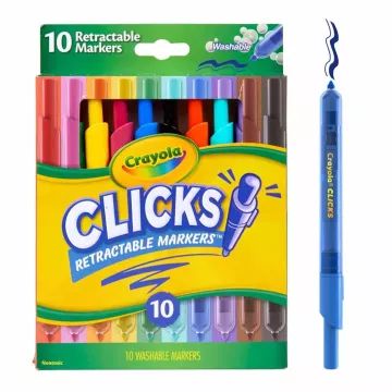 Crayola Clicks: Cariocă cu vârf retractabil - set de 10 bucăți, culori clasice - .foto