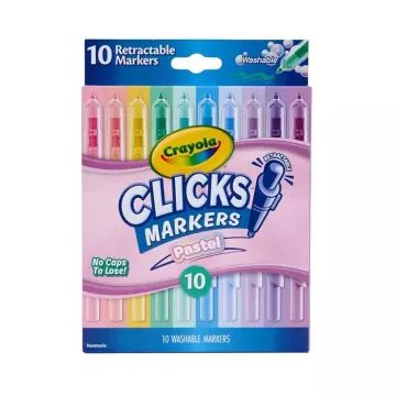 Crayola Clicks: Visszahúzható hegyű filctoll - 10 db-os készlet, pasztell színek - . kép