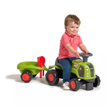 Falk: Baby Claas traktorius su priekaba – šviesiai žalias - .vaizdas