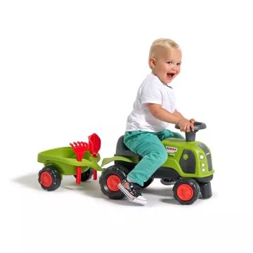 Falk: Baby Claas traktorius su priekaba – šviesiai žalias - .vaizdas