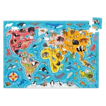 Banana Panda: Puzzelkaart met dieren van over de hele wereld – 60 stukjes - .afbeelding