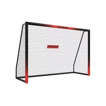 Hudora: Poartă de fotbal metalică Pro Tect Advanced, 240 cm - negru-roșu - .foto