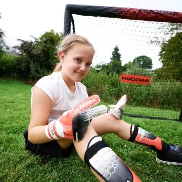 Hudora: Pro Tect Advanced metal fodboldmål, 180 cm - sort/rød - .billede