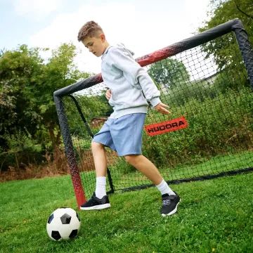 Hudora: Pro Tect Advanced metal fodboldmål, 180 cm - sort/rød - .billede