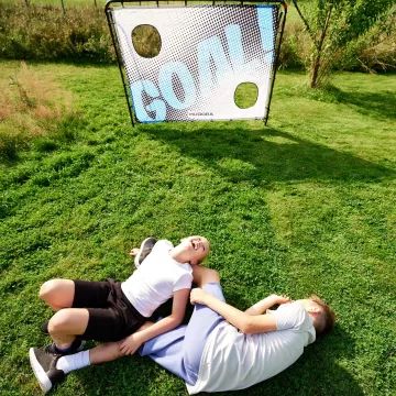 Hudora: Motiv Goal fodboldmål i metal med målnet, 213 cm - sort - .billede