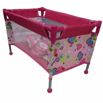 Reisebett für Puppen mit Blumen und Herzen – 52 cm - . bild aus