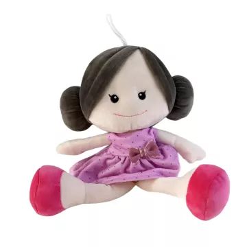 Plysdukke i lilla kjole – 30 cm - .billede