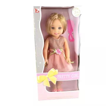 Poupée debout de 38 cm en robe rose pâle - .image
