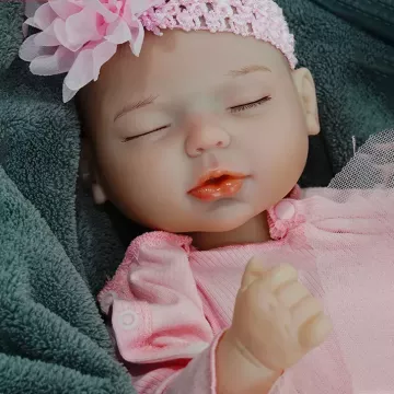 Reborn kislány játékbaba rózsaszín tüllszoknyában - 43 cm - . kép