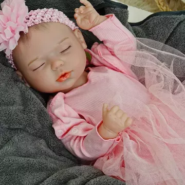 Muñeca bebé Reborn niña con falda de tul rosa - 43 cm - .imagen