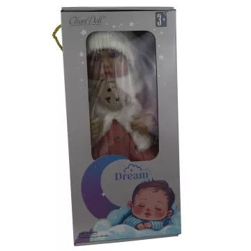 Păpușă bebeluș Reborn fetiță cu fular, căciulă și accesorii – 43 cm - .foto