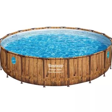 Bestway: Power Steel Swim Vista piscină cadru metalic efect lemn, set premium - 488 x 122 cm - .foto