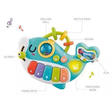 Piano dauphin lumineux et musical pour bébés – 22 cm - .image