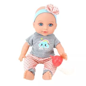 Hangot adó játékbaba fürdőkáddal - 30 cm-es - . kép