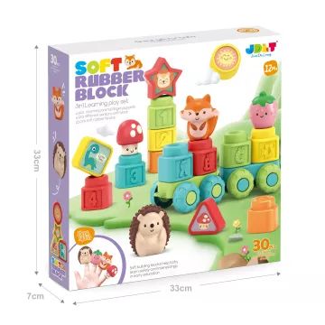 Conjunto de blocos de construção macios com blocos de animais - 30 peças - .Imagem
