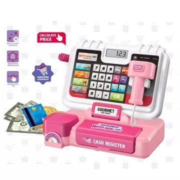 Caixa registradora de brinquedo com visor e som - rosa - .Imagem