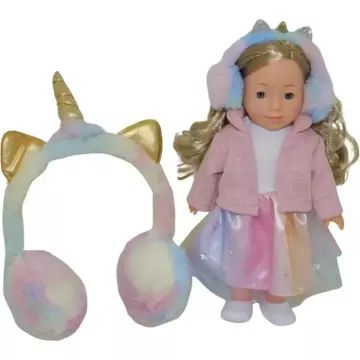 Bambolina Girlz: Játékbaba fülvédővel + ajándék gyerek fülvédő - 30 cm - . kép