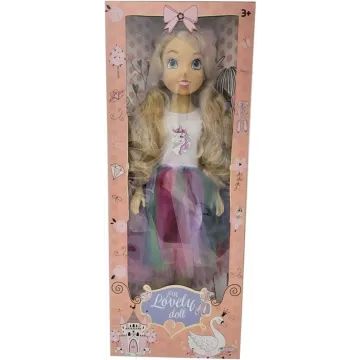 Bambolina: Păpușă uriașă în rochiță cu model de unicorn - 80 cm - .foto