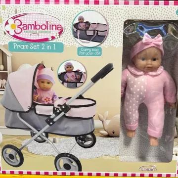 Bambolina: set de joacă 2 în 1 cu cărucior pentru păpușă - .foto