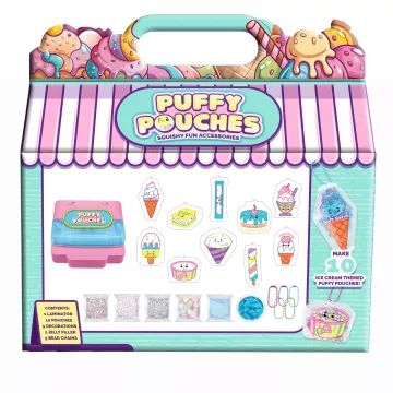 Puffy Pouches: Súprava dizajnových puffy príveskov – zmrzlináreň - .Obrázok
