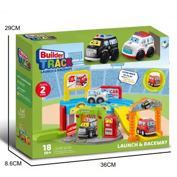 Pista Builder: posto de gasolina interativo e divertido com 2 carrinhos, luzes e música - .Imagem