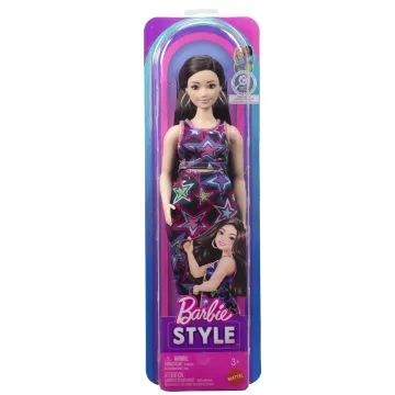 Barbie: Fashionista Barátnők Stílusos Divatbaba, csillagos ruhában - . kép