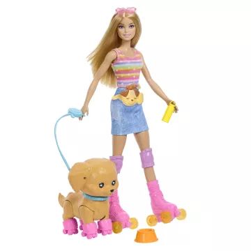Barbie: Set Plimbare cu Câinii pe Role - Păpușă Blondă - .foto