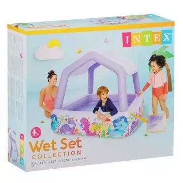 Intex: Piscină pentru copii cu umbrar - 157 x 157 x 122 cm AMBALAJ DETERIORAT - .foto