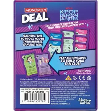 Monopoly Deal K-POP Demon Hunters kártyajáték - . kép