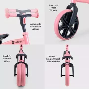 Y-VELO: Bicicletă de echilibru junior – roz – AMBALAJ DETERIORAT - .foto