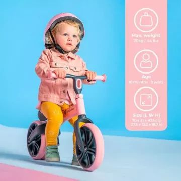 Y-VELO: Bicicletă de echilibru junior – roz – AMBALAJ DETERIORAT - .foto