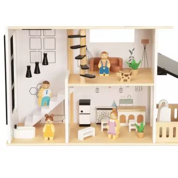 Tooky Toy: Emeletes babaház terasszal fából - . kép