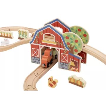Tooky Toy: Fa vasút készlet - farm - . kép